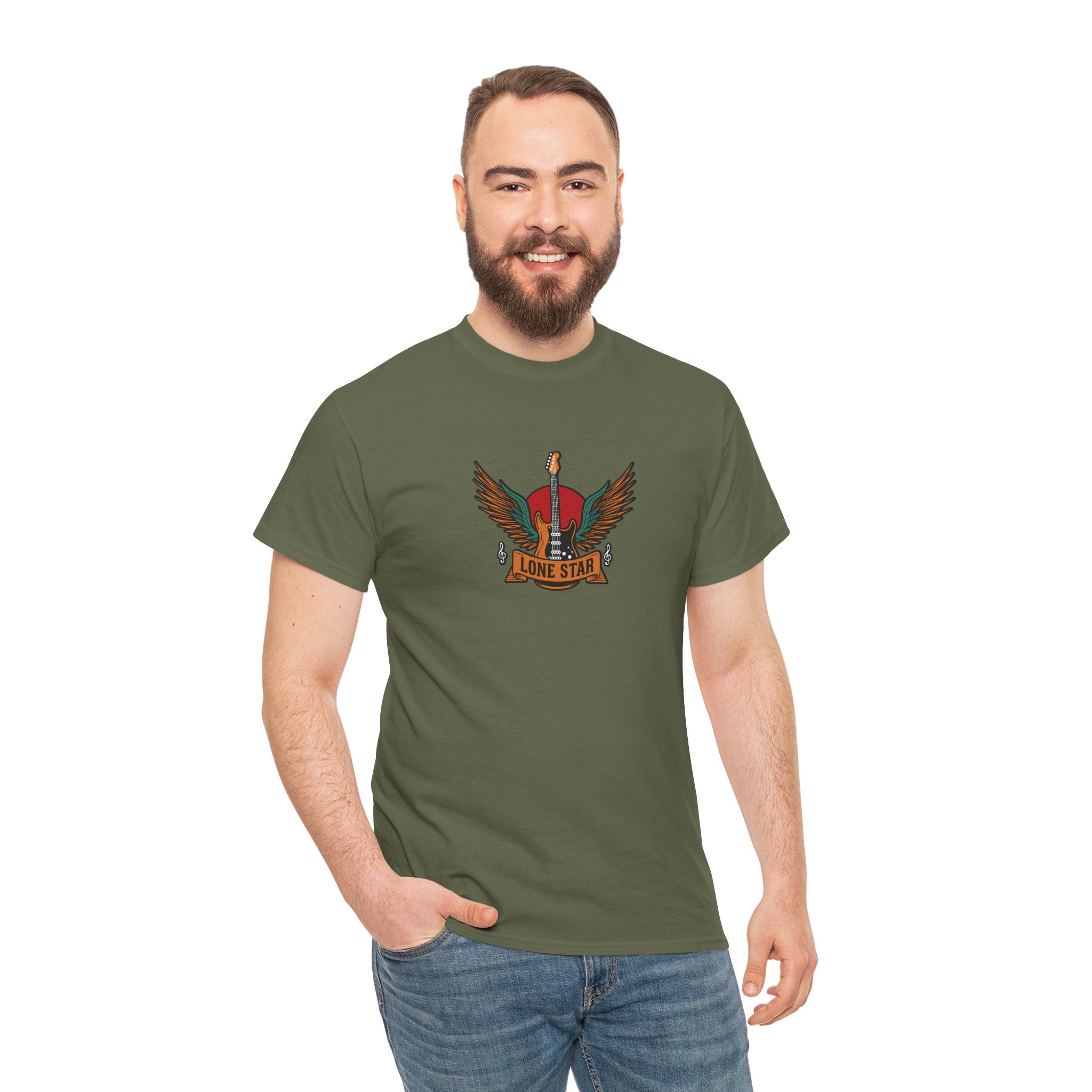 Lone Star Unisex Heavy Cotton Tee, Casual Comfort Shirt, Graphic Tee, Gift for Him/Her, Texas Pride Apparel