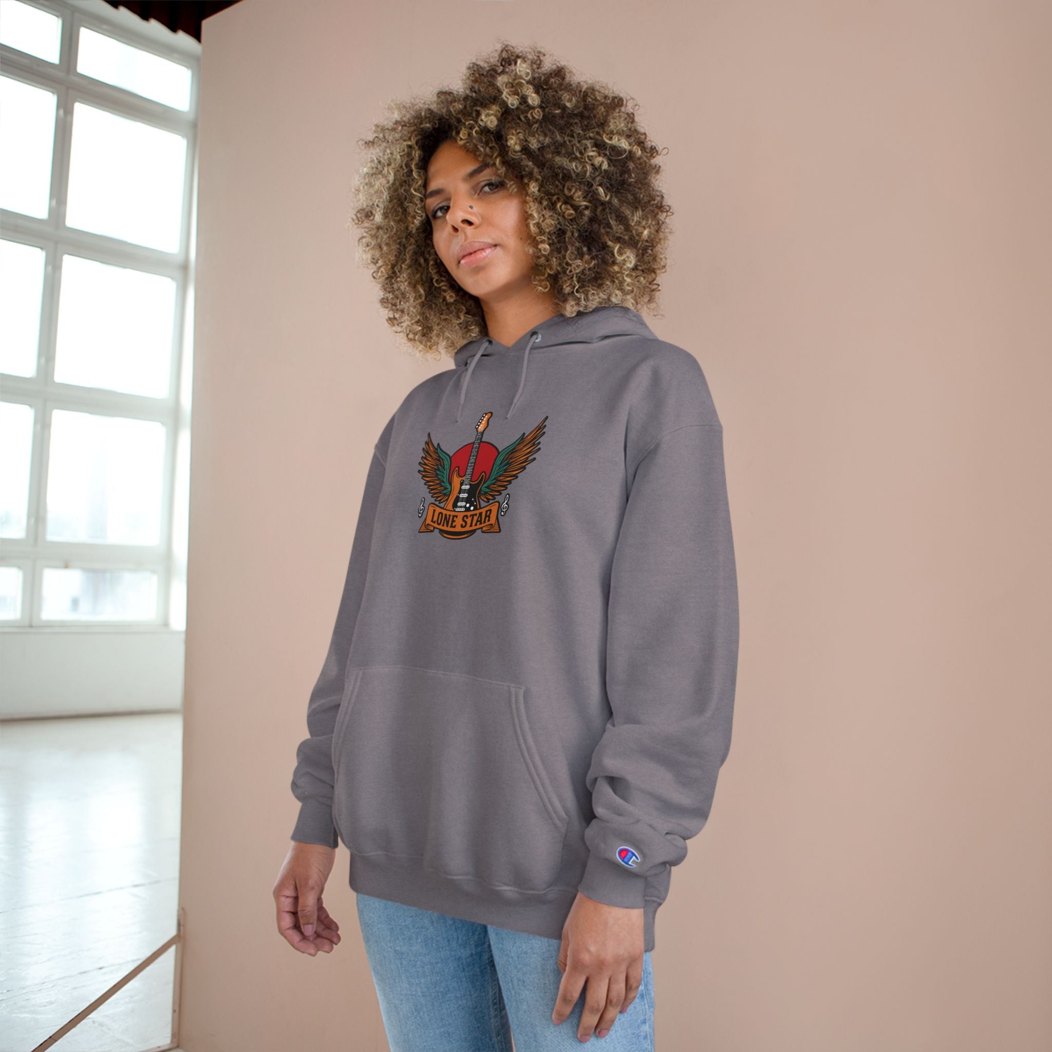 Champion Eagle Graphic Hoodie, Cozy Streetwear, Gift for Him, Casual Wear, Perfect for Fall/Winter, Stylish Comfort