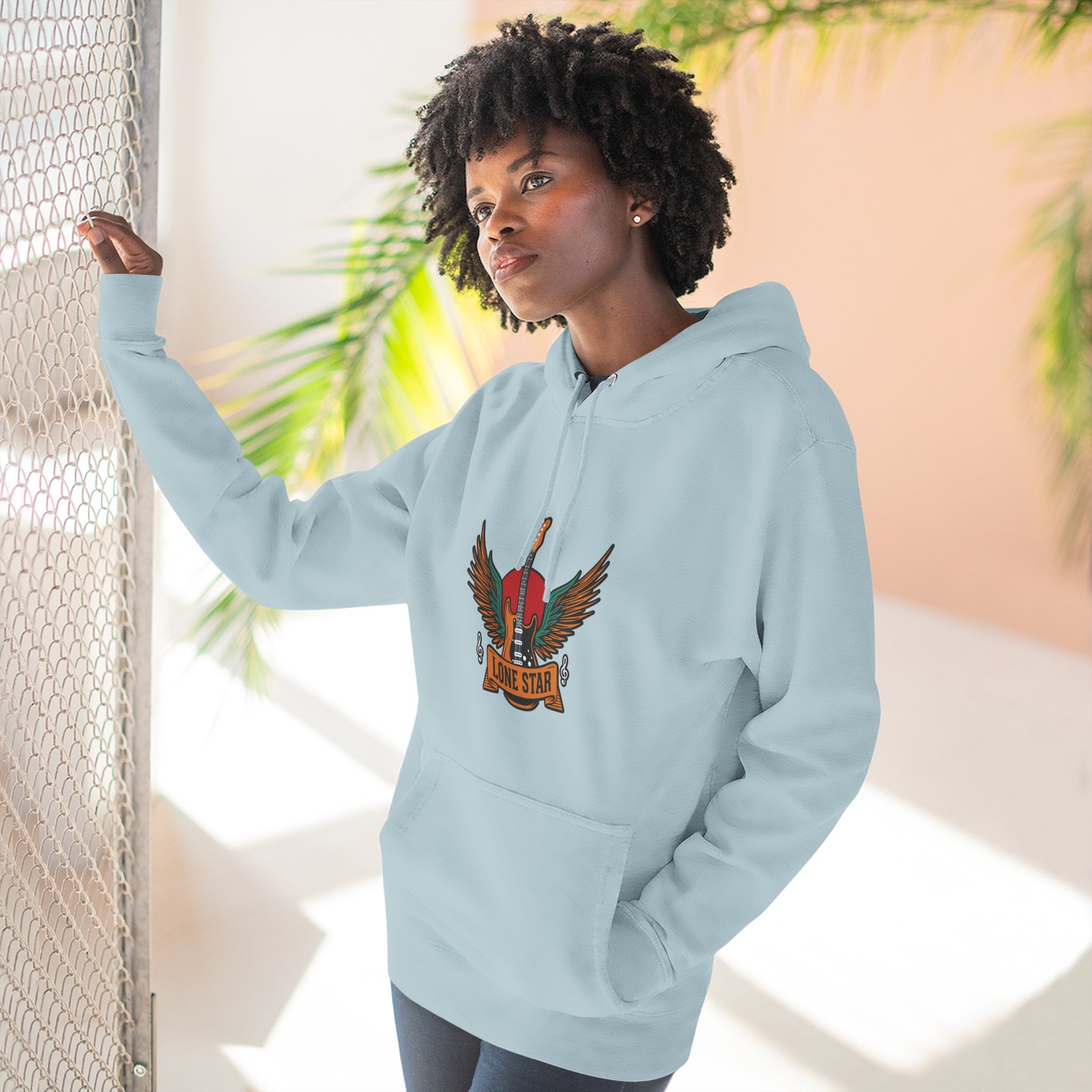 Lone Eagle Fleece Hoodie, Casual Comfort Wear, Unisex Gift, Cozy Layer, Perfect for Autumn, Everyday Style
