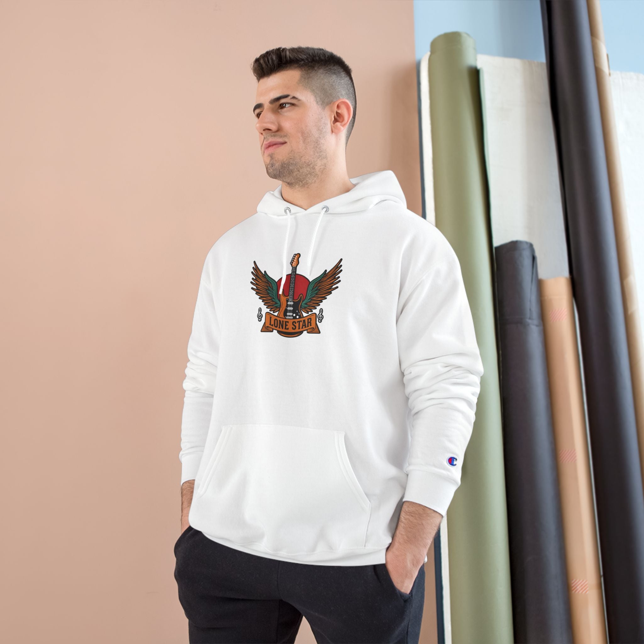 Champion Eagle Graphic Hoodie, Cozy Streetwear, Gift for Him, Casual Wear, Perfect for Fall/Winter, Stylish Comfort
