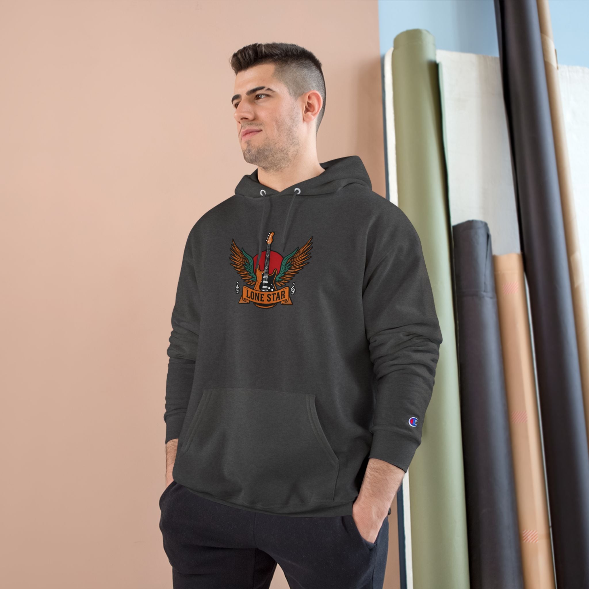 Champion Eagle Graphic Hoodie, Cozy Streetwear, Gift for Him, Casual Wear, Perfect for Fall/Winter, Stylish Comfort