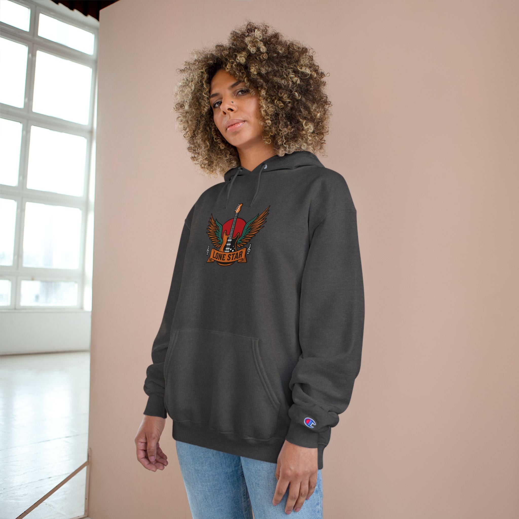 Champion Eagle Graphic Hoodie, Cozy Streetwear, Gift for Him, Casual Wear, Perfect for Fall/Winter, Stylish Comfort