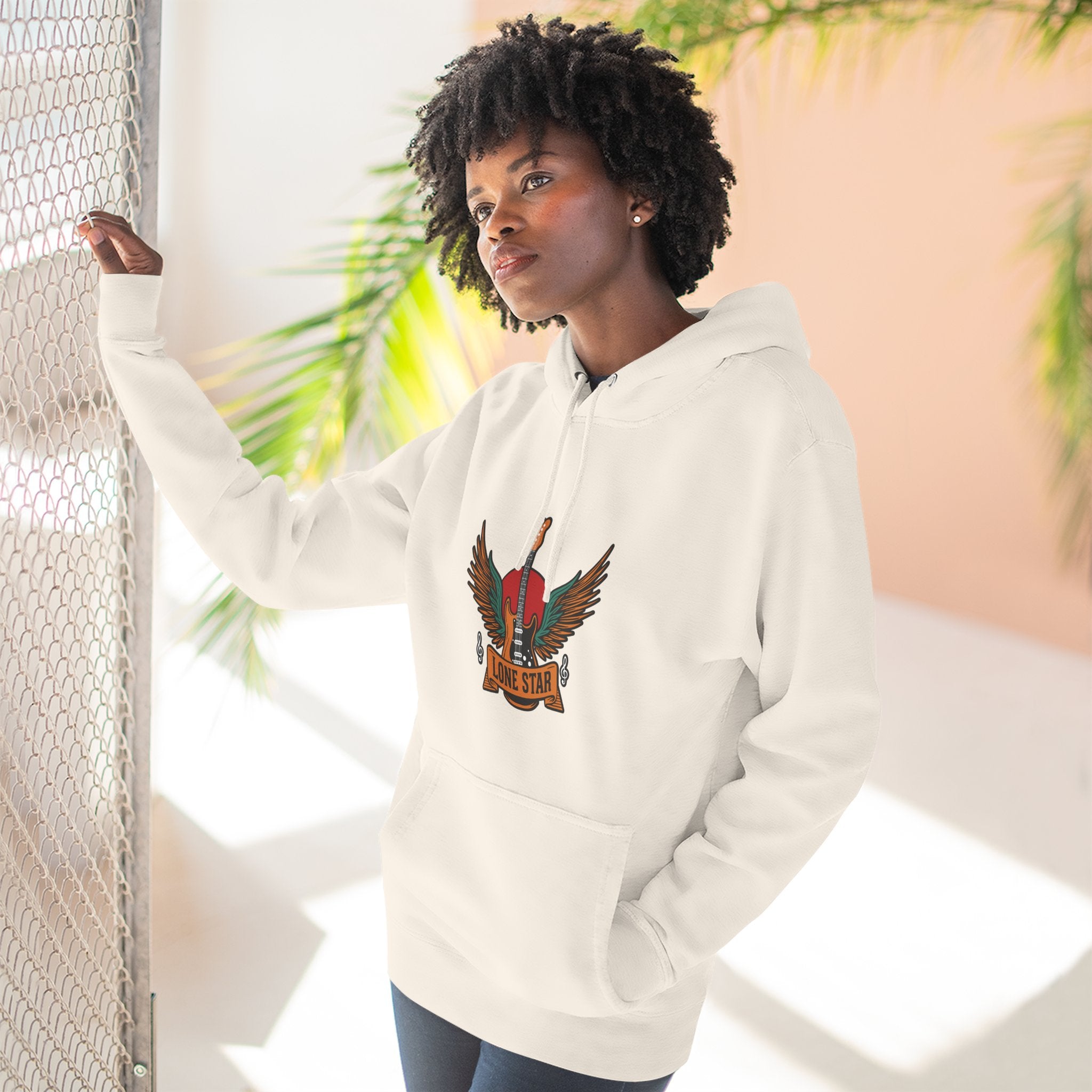 Lone Eagle Fleece Hoodie, Casual Comfort Wear, Unisex Gift, Cozy Layer, Perfect for Autumn, Everyday Style